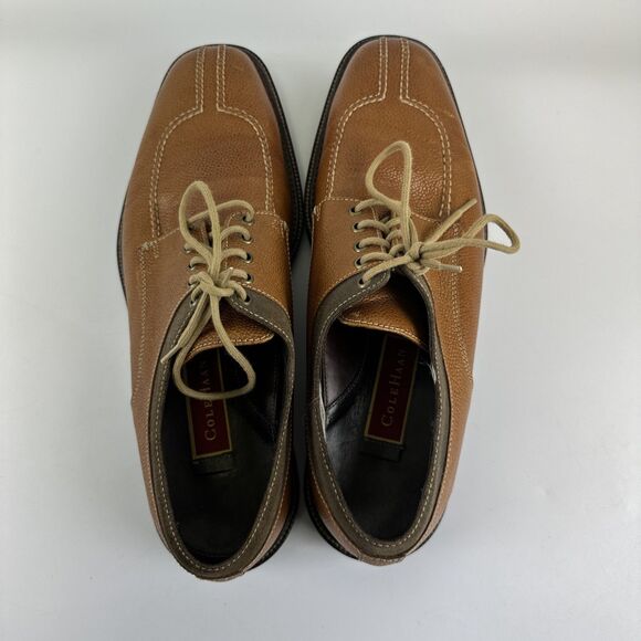 Cole Haan Pebbled Tan Leather Derby Oxford Lace Up Stitching Tan Brown Mens 10.5 main image 14